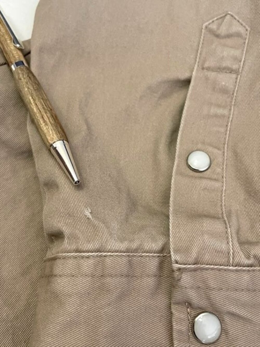 Vintage Wrangler Pearl Snap Shirt Large Heavyweight Long Sleeve Workwear Western - Picture 13 of 16